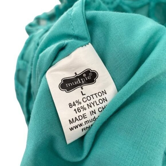Mud Pie Crochet Eyelet Daisy Sleeveless Teal Shift Dress - Picture 13 of 13